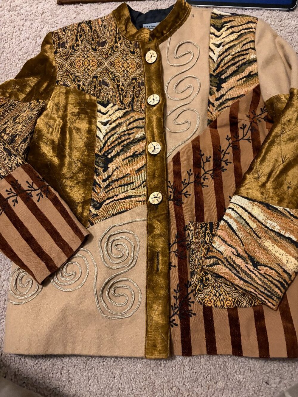 Vintage Brown Animal Print Patchwork Jacket Indigo Moon Medium